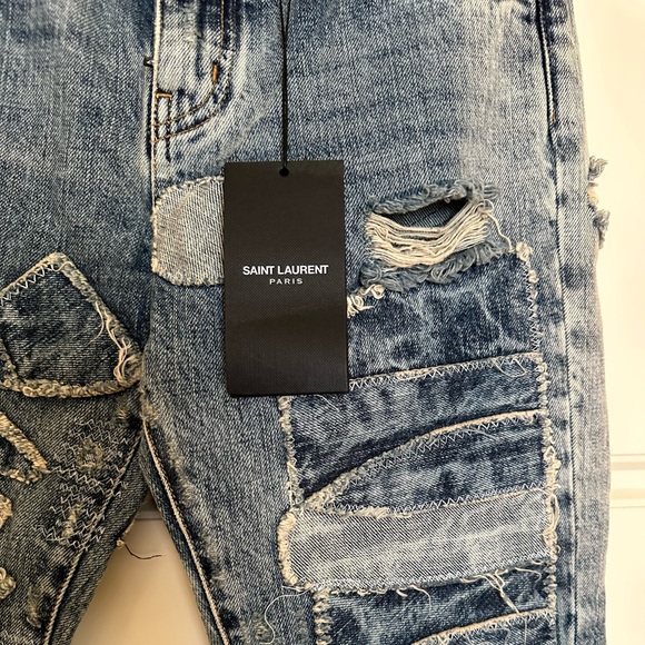 YSL Saint Laurent Paris Patch Design Skinny Jeans 27 New with Tag - Picture 6 of 9
